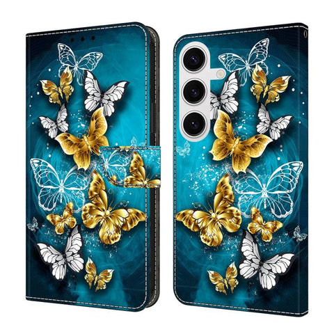 Crystal-Like Painted Vegan Leather Phone Case, For Samsung Galaxy S25 Ultra 5G, For Samsung Galaxy S24 FE 5G