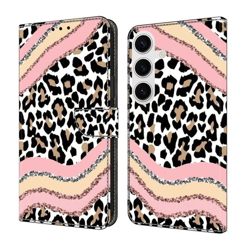 Crystal-Like Painted Vegan Leather Phone Case, For Samsung Galaxy S25 Ultra 5G, For Samsung Galaxy S24 FE 5G