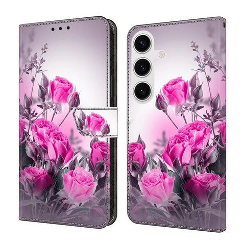 Crystal-Like Painted Vegan Leather Phone Case, For Samsung Galaxy S25 Ultra 5G, For Samsung Galaxy S24 FE 5G