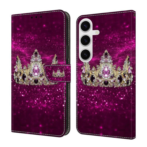 Crystal-Like Painted Vegan Leather Phone Case, For Samsung Galaxy S25 Ultra 5G, For Samsung Galaxy S24 FE 5G