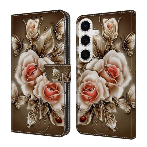 Crystal-Like Painted Vegan Leather Phone Case, For Samsung Galaxy S25 Ultra 5G, For Samsung Galaxy S24 FE 5G