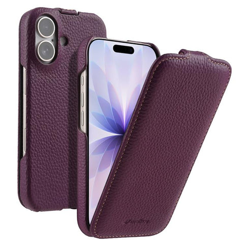 melkco Litchi Texture Vertical Flip Magnetic Genuine Leather Phone Case, For iPhone 18 Pro, For iPhone 18 Pro Max, For iPhone 17 Pro Max, For iPhone 17 Pro, For iPhone 17, For iPhone Air