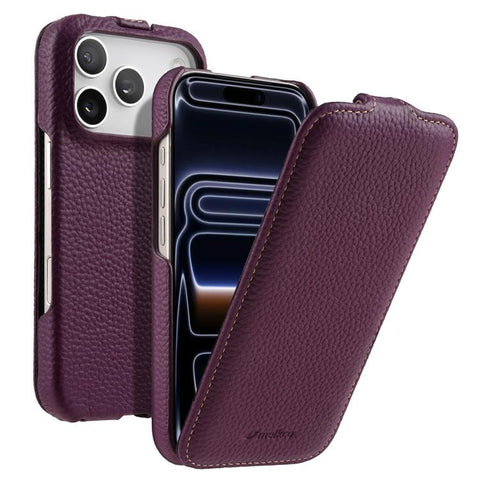 melkco Litchi Texture Vertical Flip Magnetic Genuine Leather Phone Case, For iPhone 18 Pro, For iPhone 18 Pro Max, For iPhone 17 Pro Max, For iPhone 17 Pro, For iPhone 17, For iPhone Air
