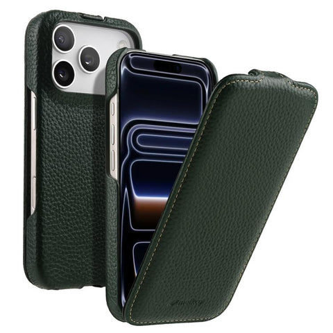 melkco Litchi Texture Vertical Flip Magnetic Genuine Leather Phone Case, For iPhone 18 Pro, For iPhone 18 Pro Max, For iPhone 17 Pro Max, For iPhone 17 Pro, For iPhone 17, For iPhone Air