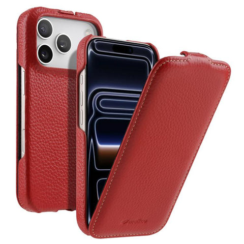 melkco Litchi Texture Vertical Flip Magnetic Genuine Leather Phone Case, For iPhone 18 Pro, For iPhone 18 Pro Max, For iPhone 17 Pro Max, For iPhone 17 Pro, For iPhone 17, For iPhone Air