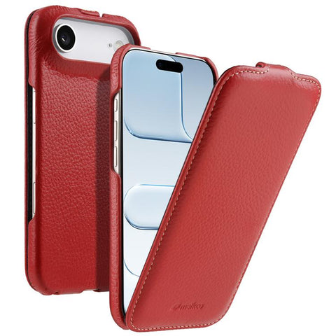 melkco Litchi Texture Vertical Flip Magnetic Genuine Leather Phone Case, For iPhone 18 Pro, For iPhone 18 Pro Max, For iPhone 17 Pro Max, For iPhone 17 Pro, For iPhone 17, For iPhone Air