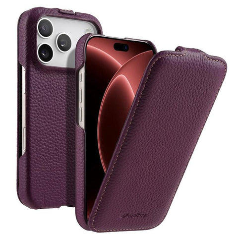 melkco Litchi Texture Vertical Flip Magnetic Genuine Leather Phone Case, For iPhone 18 Pro, For iPhone 18 Pro Max, For iPhone 17 Pro Max, For iPhone 17 Pro, For iPhone 17, For iPhone Air