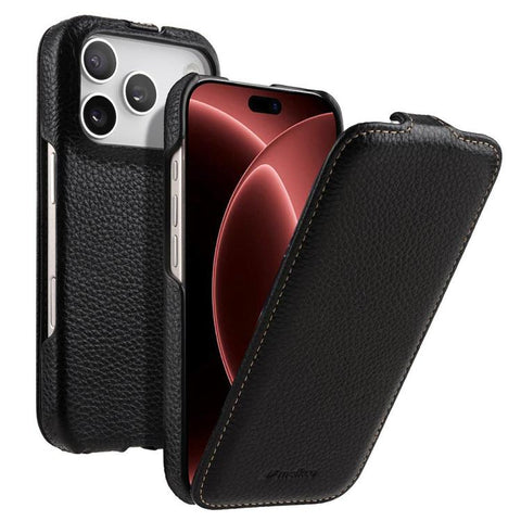 melkco Litchi Texture Vertical Flip Magnetic Genuine Leather Phone Case, For iPhone 18 Pro, For iPhone 18 Pro Max, For iPhone 17 Pro Max, For iPhone 17 Pro, For iPhone 17, For iPhone Air