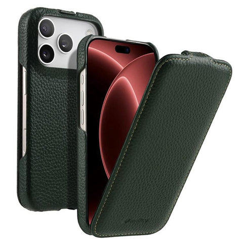 melkco Litchi Texture Vertical Flip Magnetic Genuine Leather Phone Case, For iPhone 18 Pro, For iPhone 18 Pro Max, For iPhone 17 Pro Max, For iPhone 17 Pro, For iPhone 17, For iPhone Air