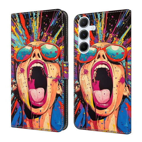 Crystal-Like Painted Vegan Leather Phone Case, For Samsung Galaxy A35 5G, For Samsung Galaxy A25 5G, For Samsung Galaxy A24 4G
