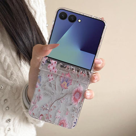 Delicate Pink Floral Pattern Phone Case, For Samsung Galaxy Z Flip7 5G, For Samsung Galaxy Z Flip6, For Samsung Galaxy Z Flip5