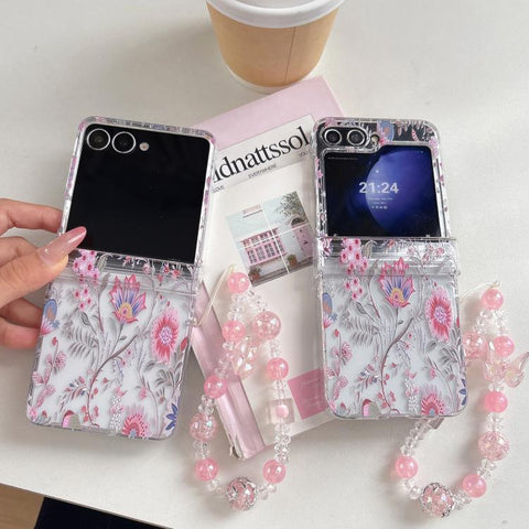 Delicate Pink Floral Pattern Phone Case, For Samsung Galaxy Z Flip7 5G, For Samsung Galaxy Z Flip6, For Samsung Galaxy Z Flip5