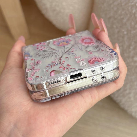 Delicate Pink Floral Pattern Phone Case, For Samsung Galaxy Z Flip7 5G, For Samsung Galaxy Z Flip6, For Samsung Galaxy Z Flip5
