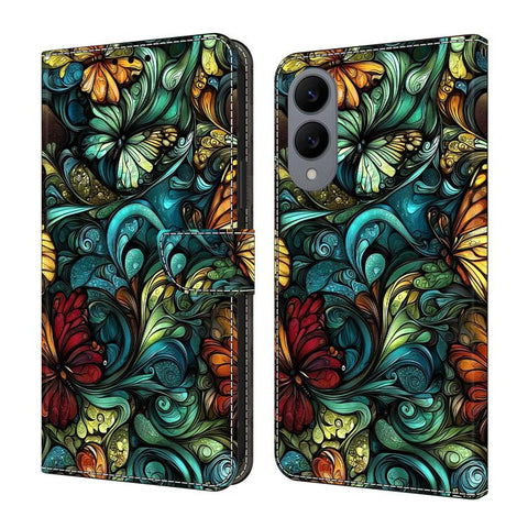 Crystal-Like Painted Vegan Leather Phone Case, For Samsung Galaxy S25 FE 5G, For Samsung Galaxy S25 Edge 5G