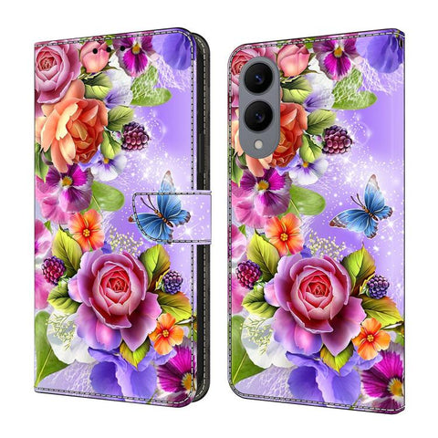 Crystal-Like Painted Vegan Leather Phone Case, For Samsung Galaxy S25 FE 5G, For Samsung Galaxy S25 Edge 5G
