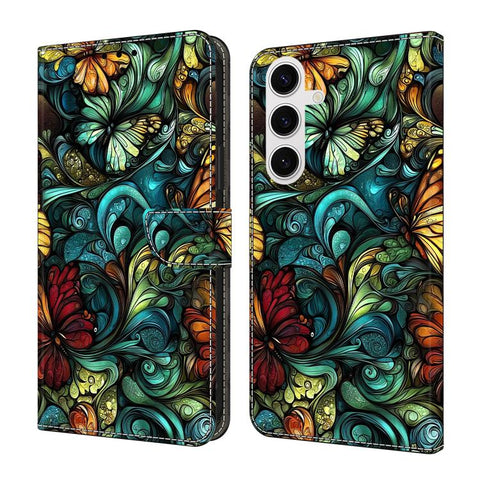 Crystal-Like Painted Vegan Leather Phone Case, For Samsung Galaxy S22+ 5G, For Samsung Galaxy S22 5G