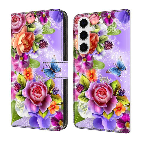 Crystal-Like Painted Vegan Leather Phone Case, For Samsung Galaxy S22+ 5G, For Samsung Galaxy S22 5G