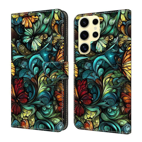 Crystal-Like Painted Vegan Leather Phone Case, For Samsung Galaxy S23 5G, For Samsung Galaxy S22 Ultra 5G
