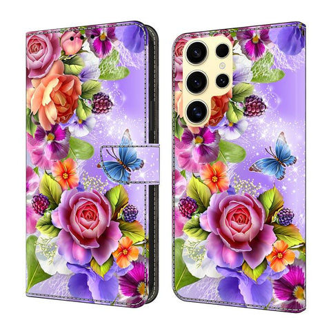 Crystal-Like Painted Vegan Leather Phone Case, For Samsung Galaxy S23 5G, For Samsung Galaxy S22 Ultra 5G