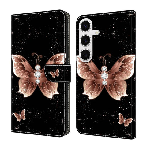 Crystal-Like Painted Vegan Leather Phone Case, For Samsung Galaxy S25+ 5G, For Samsung Galaxy S25 Ultra 5G