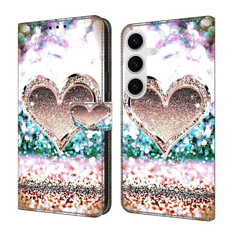 Crystal-Like Painted Vegan Leather Phone Case, For Samsung Galaxy S25+ 5G, For Samsung Galaxy S25 Ultra 5G