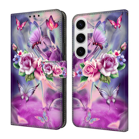 Crystal-Like Painted Vegan Leather Phone Case, For Samsung Galaxy S25+ 5G, For Samsung Galaxy S25 Ultra 5G