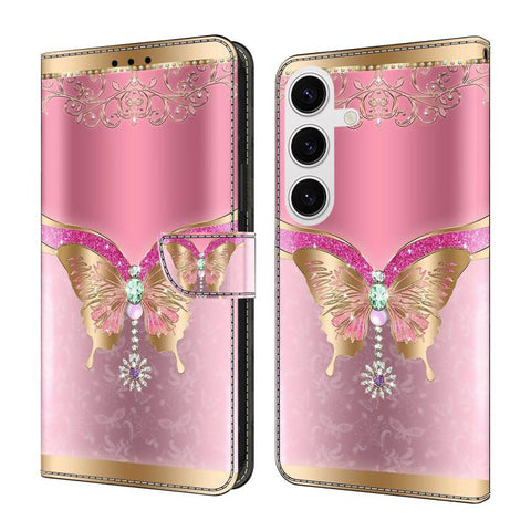 Crystal-Like Painted Vegan Leather Phone Case, For Samsung Galaxy S24 Ultra 5G, For Samsung Galaxy S24+ 5G