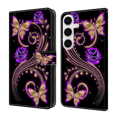 Crystal-Like Painted Vegan Leather Phone Case, For Samsung Galaxy S24 Ultra 5G, For Samsung Galaxy S24+ 5G