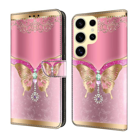 Crystal-Like Painted Vegan Leather Phone Case, For Samsung Galaxy S25+ 5G, For Samsung Galaxy S25 Ultra 5G