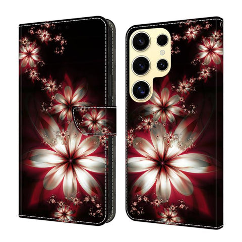 Crystal-Like Painted Vegan Leather Phone Case, For Samsung Galaxy S25+ 5G, For Samsung Galaxy S25 Ultra 5G
