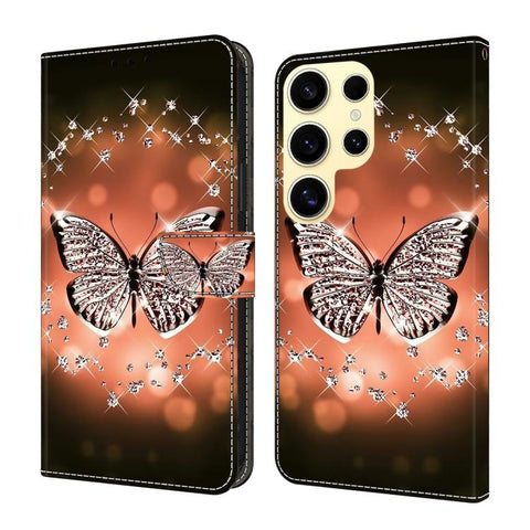 Crystal-Like Painted Vegan Leather Phone Case, For Samsung Galaxy S25+ 5G, For Samsung Galaxy S25 Ultra 5G