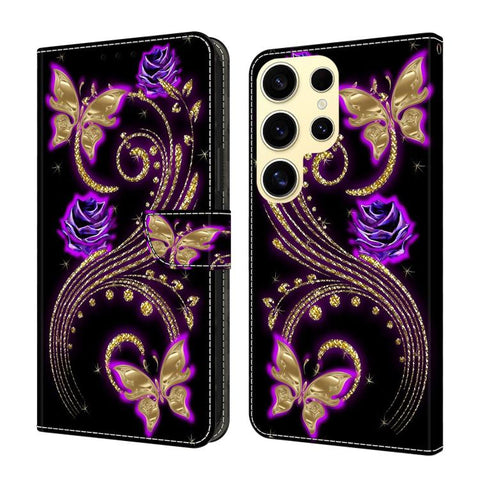 Crystal-Like Painted Vegan Leather Phone Case, For Samsung Galaxy S25+ 5G, For Samsung Galaxy S25 Ultra 5G