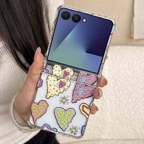 Painting Heartbeat Pattern Shockproof Phone Case, For Samsung Galaxy Z Flip7 5G, For Samsung Galaxy Z Flip6/5