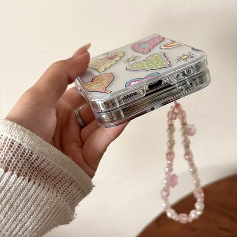 Painting Heartbeat Pattern Shockproof Phone Case with Bracelet, For Samsung Galaxy Z Flip7 5G, For Samsung Galaxy Z Flip6/5