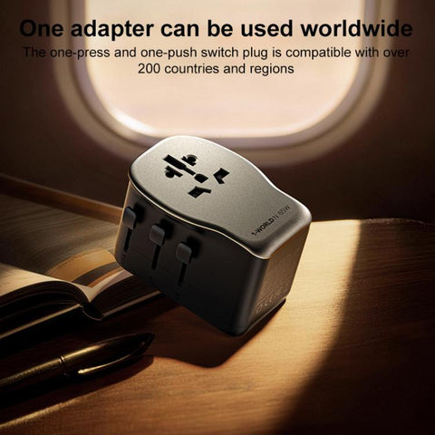 MOMAX UA35 1-World N 65W Three-Port GaN Universal Travel Adapter, AU Plug, EU Plug, UK Plug, US Plug