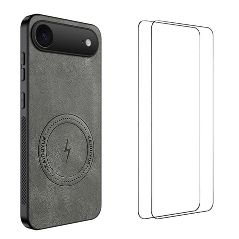 WANLONFENG Nappa Texture Magnetic Phone Case with 2pcs Screen Films, For iPhone 18 Pro, For iPhone 18 Pro Max, For iPhone 17 Pro Max, For iPhone 17 Pro, For iPhone 17, For iPhone Air, iPhone 16 Pro Max, For iPhone 16 Pro, For iPhone 16                 ...