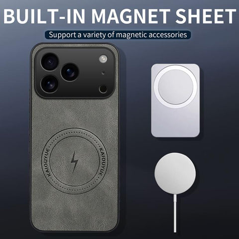 WANLONFENG Nappa Texture Magnetic Phone Case with 2pcs Screen Films, For iPhone 18 Pro, For iPhone 18 Pro Max, For iPhone 17 Pro Max, For iPhone 17 Pro, For iPhone 17, For iPhone Air, iPhone 16 Pro Max, For iPhone 16 Pro, For iPhone 16                 ...