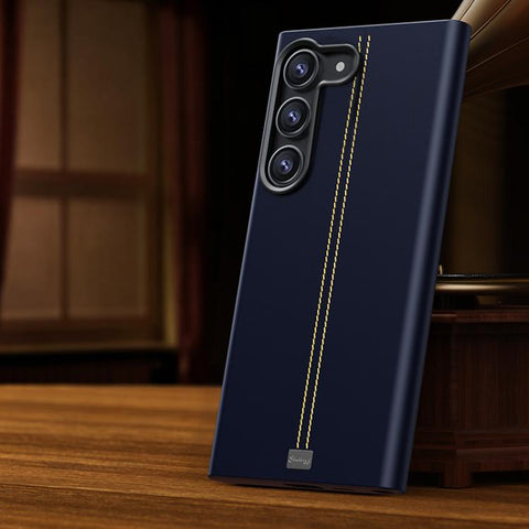 Jazz Series Retro Vegan Leather Textured Metal Frame Magnetic Phone Case, For Samsung Galaxy S23+ 5G, For Samsung Galaxy S23 5G