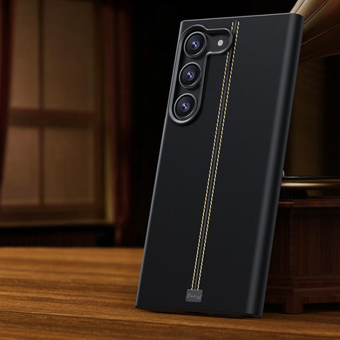Jazz Series Retro Vegan Leather Textured Metal Frame Magnetic Phone Case, For Samsung Galaxy S23+ 5G, For Samsung Galaxy S23 5G