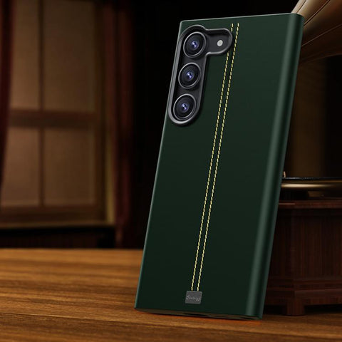 Jazz Series Retro Vegan Leather Textured Metal Frame Magnetic Phone Case, For Samsung Galaxy S23+ 5G, For Samsung Galaxy S23 5G