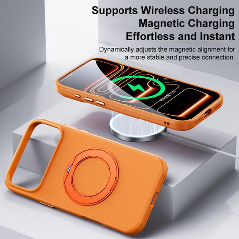 Boundless Series Rock Sand Magnetic Phone Case with 360 Degree Rotating Alloy Stand, For iPhone 18 Pro / 17 Pro, For iPhone 18 Pro Max / 17 Pro Max, For iPhone 16 Pro Max, For iPhone 16 Pro