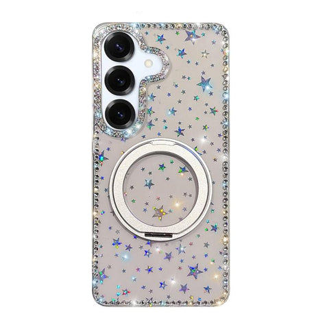 Diamond IMD 360 Rotation Magnetic Metal Holder Phone Case, For Samsung Galaxy S24 5G, For Samsung Galaxy S23 Ultra 5G