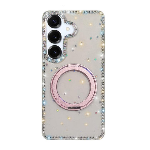 Diamond IMD 360 Rotation Magnetic Metal Holder Phone Case, For Samsung Galaxy S24 5G, For Samsung Galaxy S23 Ultra 5G