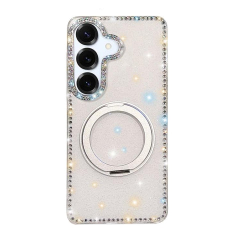 Diamond IMD 360 Rotation Magnetic Metal Holder Phone Case, For Samsung Galaxy S24 5G, For Samsung Galaxy S23 Ultra 5G