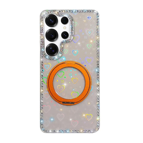 Diamond IMD 360 Rotation Magnetic Metal Holder Phone Case, For Samsung Galaxy S24 5G, For Samsung Galaxy S23 Ultra 5G