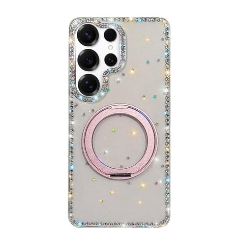 Diamond IMD 360 Rotation Magnetic Metal Holder Phone Case, For Samsung Galaxy S24 5G, For Samsung Galaxy S23 Ultra 5G
