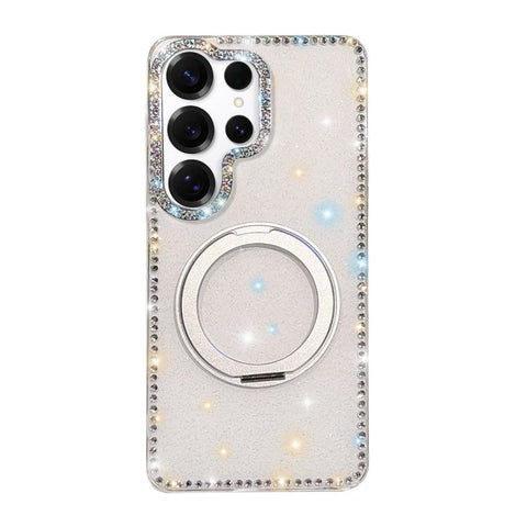 Diamond IMD 360 Rotation Magnetic Metal Holder Phone Case, For Samsung Galaxy S24 5G, For Samsung Galaxy S23 Ultra 5G