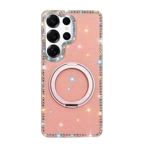 Diamond IMD 360 Rotation Magnetic Metal Holder Phone Case, For Samsung Galaxy S24 5G, For Samsung Galaxy S23 Ultra 5G