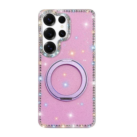 Diamond IMD 360 Rotation Magnetic Metal Holder Phone Case, For Samsung Galaxy S24 5G, For Samsung Galaxy S23 Ultra 5G