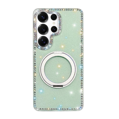 Diamond IMD 360 Rotation Magnetic Metal Holder Phone Case, For Samsung Galaxy S24 5G, For Samsung Galaxy S23 Ultra 5G